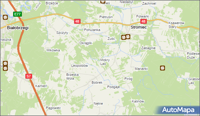 mapa Mokry Las gmina Stromiec, Mokry Las gmina Stromiec na mapie Targeo