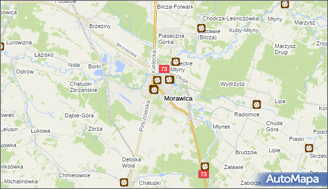 mapa Morawica powiat kielecki, Morawica powiat kielecki na mapie Targeo