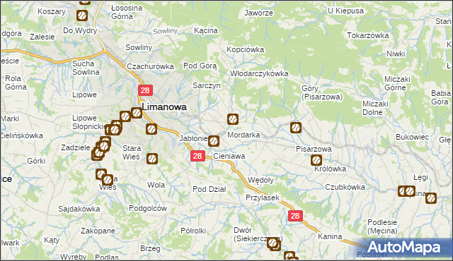 mapa Mordarka, Mordarka na mapie Targeo