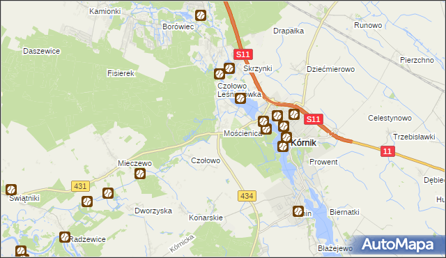 mapa Mościenica, Mościenica na mapie Targeo