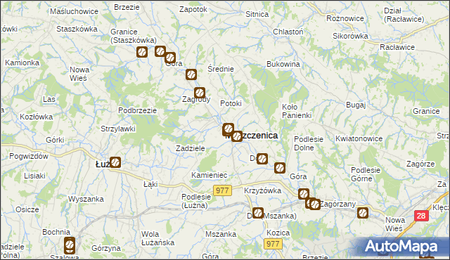 mapa Moszczenica powiat gorlicki, Moszczenica powiat gorlicki na mapie Targeo
