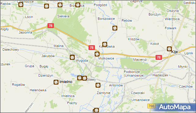 mapa Motkowice, Motkowice na mapie Targeo