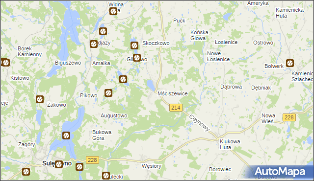 mapa Mściszewice, Mściszewice na mapie Targeo