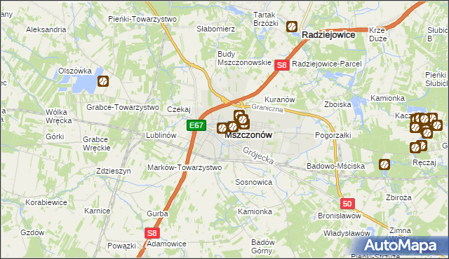 mapa Mszczonów, Mszczonów na mapie Targeo