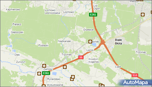mapa Murowaniec gmina Białe Błota, Murowaniec gmina Białe Błota na mapie Targeo