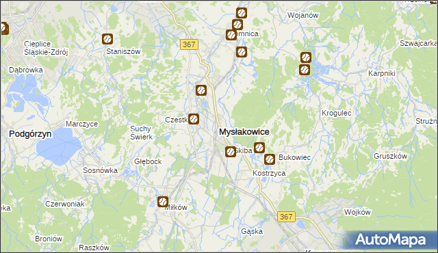 mapa Mysłakowice, Mysłakowice na mapie Targeo