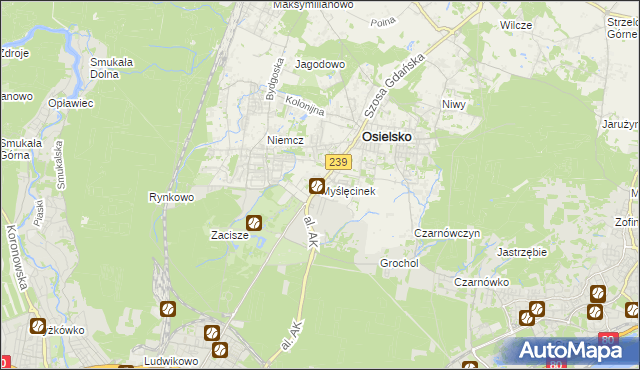 mapa Myślęcinek, Myślęcinek na mapie Targeo