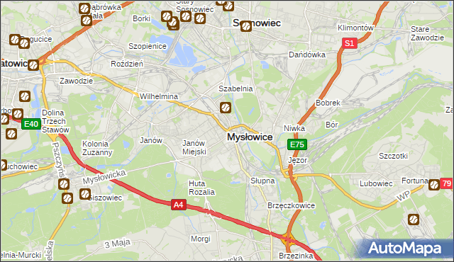 mapa Mysłowice, Mysłowice na mapie Targeo