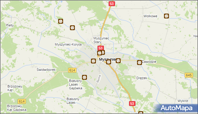 mapa Myszyniec, Myszyniec na mapie Targeo