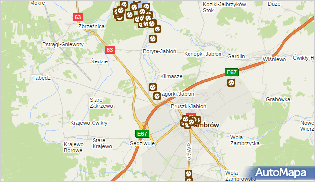mapa Nagórki-Jabłoń, Nagórki-Jabłoń na mapie Targeo
