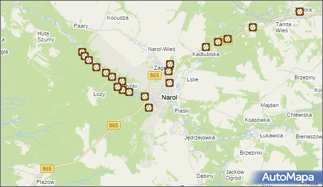 mapa Narol, Narol na mapie Targeo