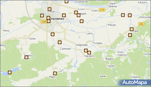 mapa Niegosław, Niegosław na mapie Targeo