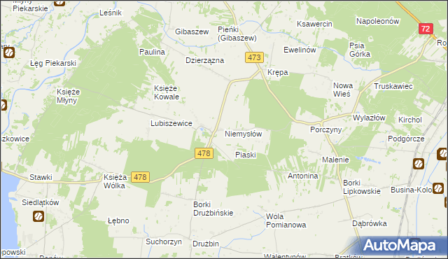 mapa Niemysłów, Niemysłów na mapie Targeo