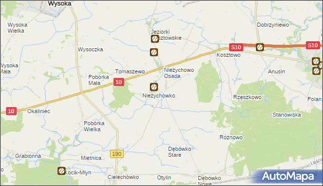 mapa Nieżychowo, Nieżychowo na mapie Targeo