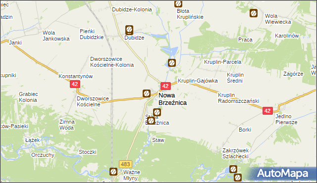 mapa Nowa Brzeźnica, Nowa Brzeźnica na mapie Targeo