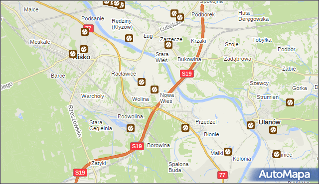 mapa Nowa Wieś gmina Nisko, Nowa Wieś gmina Nisko na mapie Targeo