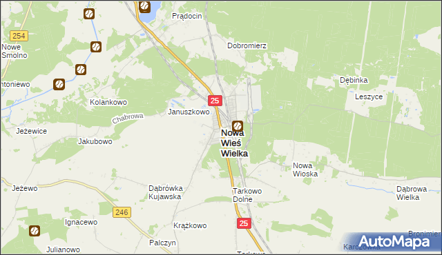 mapa Nowa Wieś Wielka powiat bydgoski, Nowa Wieś Wielka powiat bydgoski na mapie Targeo