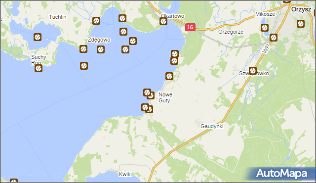 mapa Nowe Guty, Nowe Guty na mapie Targeo