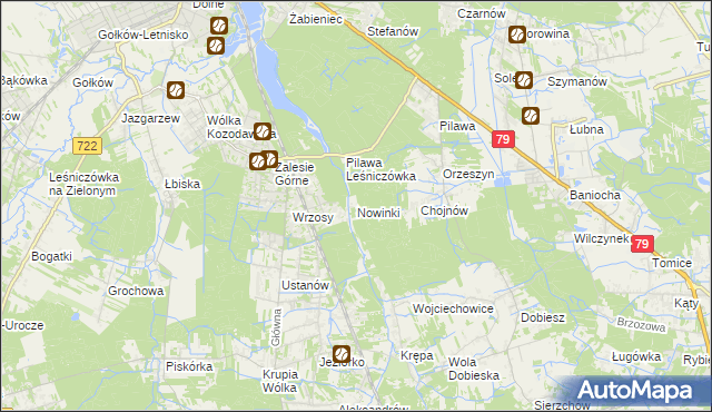 mapa Nowinki gmina Piaseczno, Nowinki gmina Piaseczno na mapie Targeo