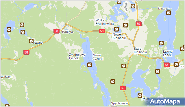 mapa Nowy Zyzdrój, Nowy Zyzdrój na mapie Targeo