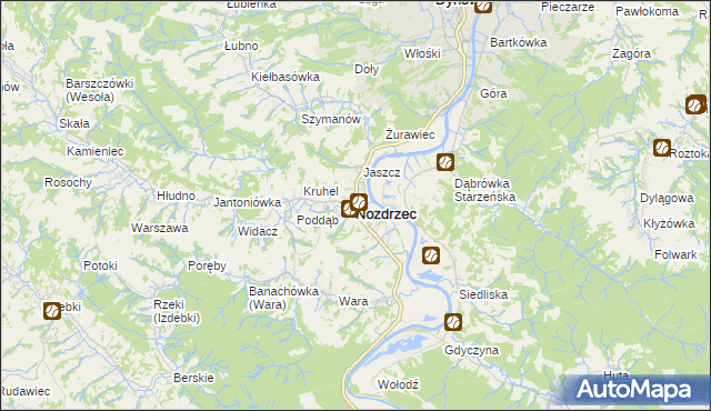 mapa Nozdrzec, Nozdrzec na mapie Targeo