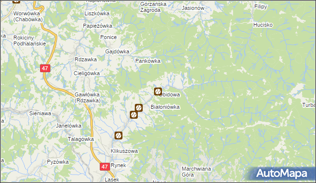mapa Obidowa, Obidowa na mapie Targeo