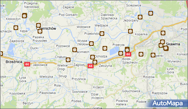 mapa Ochodza gmina Skawina, Ochodza gmina Skawina na mapie Targeo