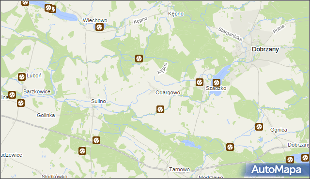 mapa Odargowo gmina Dobrzany, Odargowo gmina Dobrzany na mapie Targeo