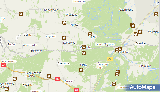 mapa Okrąglik gmina Janów, Okrąglik gmina Janów na mapie Targeo