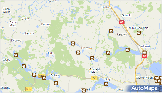 mapa Olszewo gmina Olecko, Olszewo gmina Olecko na mapie Targeo