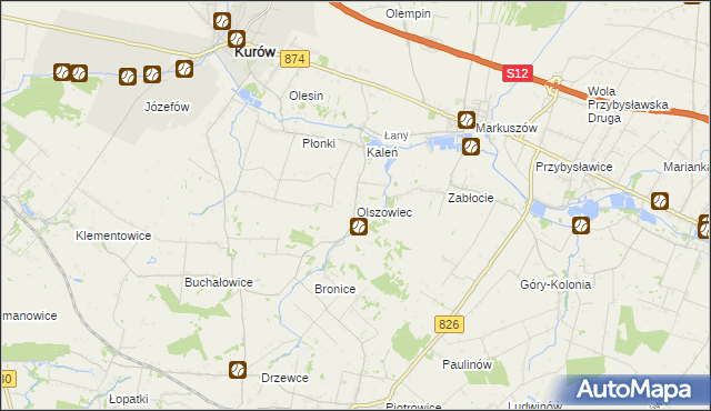 mapa Olszowiec gmina Markuszów, Olszowiec gmina Markuszów na mapie Targeo