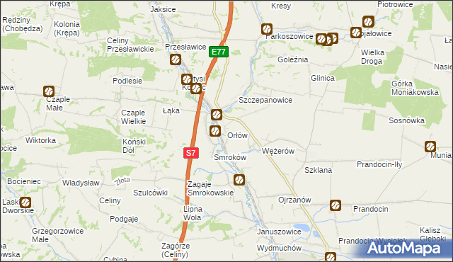 mapa Orłów gmina Słomniki, Orłów gmina Słomniki na mapie Targeo