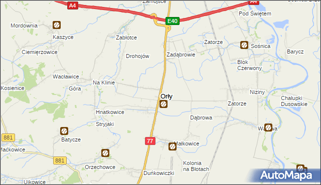 mapa Orły powiat przemyski, Orły powiat przemyski na mapie Targeo