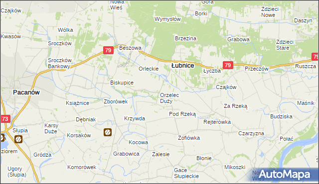 mapa Orzelec Duży, Orzelec Duży na mapie Targeo