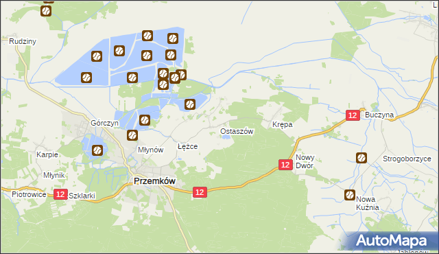 mapa Ostaszów, Ostaszów na mapie Targeo
