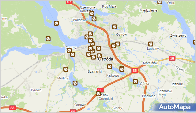 mapa Ostróda, Ostróda na mapie Targeo