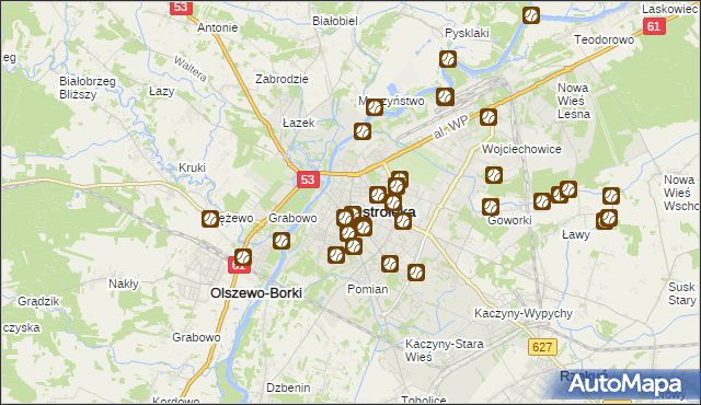 mapa Ostrołęka, Ostrołęka na mapie Targeo