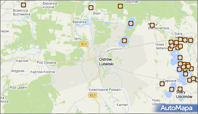 mapa Ostrów Lubelski, Ostrów Lubelski na mapie Targeo