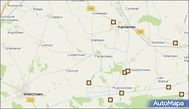 mapa Parzęczewo, Parzęczewo na mapie Targeo