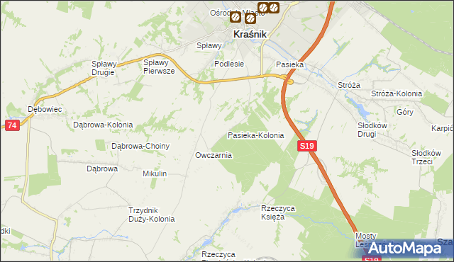 mapa Pasieka-Kolonia, Pasieka-Kolonia na mapie Targeo