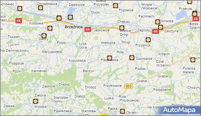 mapa Paszkówka gmina Brzeźnica, Paszkówka gmina Brzeźnica na mapie Targeo