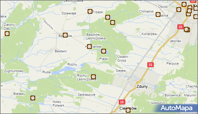 mapa Piaski gmina Zduny, Piaski gmina Zduny na mapie Targeo
