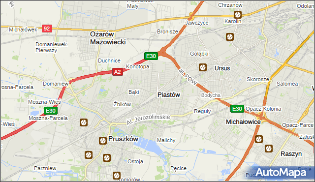 mapa Piastów powiat pruszkowski, Piastów powiat pruszkowski na mapie Targeo
