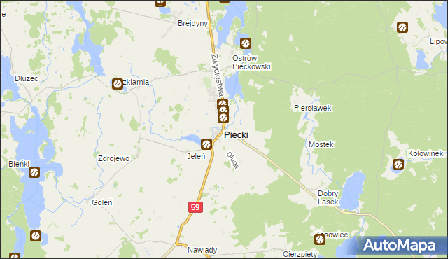 mapa Piecki powiat mrągowski, Piecki powiat mrągowski na mapie Targeo