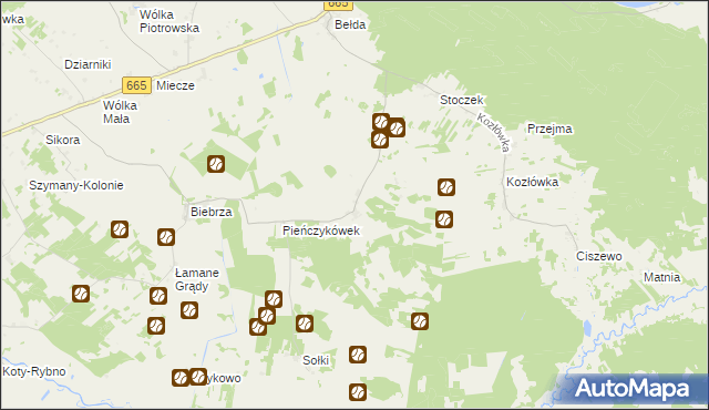 mapa Pieńczykowo, Pieńczykowo na mapie Targeo