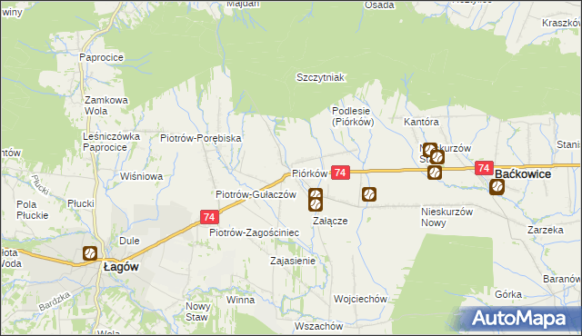 mapa Piórków, Piórków na mapie Targeo