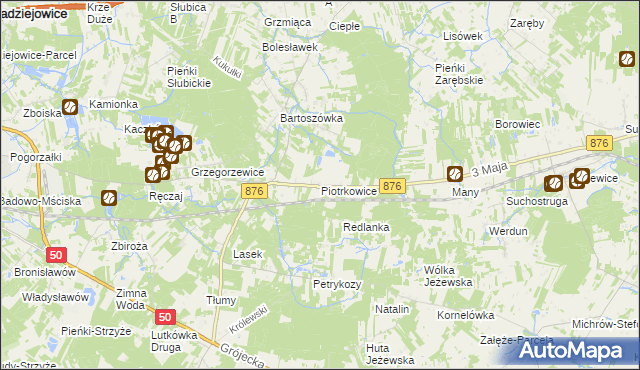 mapa Piotrkowice gmina Żabia Wola, Piotrkowice gmina Żabia Wola na mapie Targeo