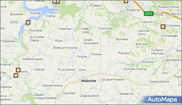 mapa Piotrów gmina Waśniów, Piotrów gmina Waśniów na mapie Targeo