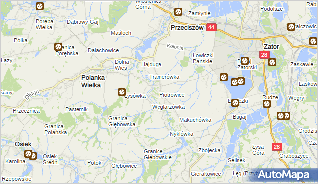 mapa Piotrowice gmina Przeciszów, Piotrowice gmina Przeciszów na mapie Targeo