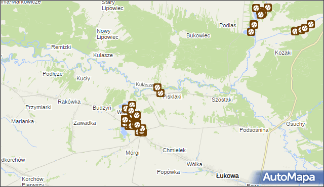 mapa Pisklaki, Pisklaki na mapie Targeo